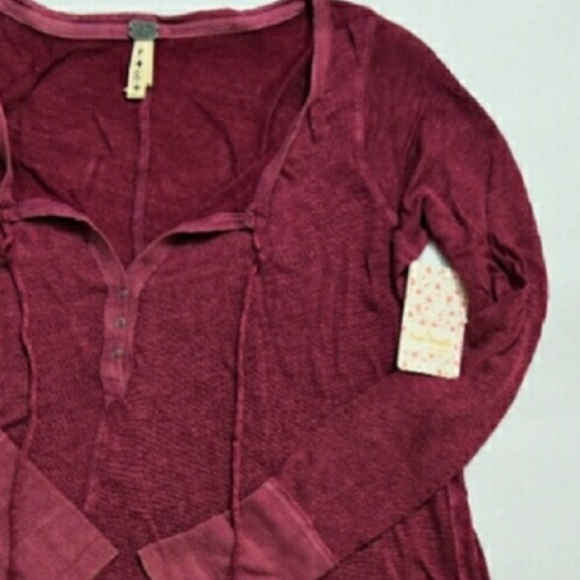 Free People Affogato Hacci Henley Top M NWT💋HP💋 - Picture 2 of 7